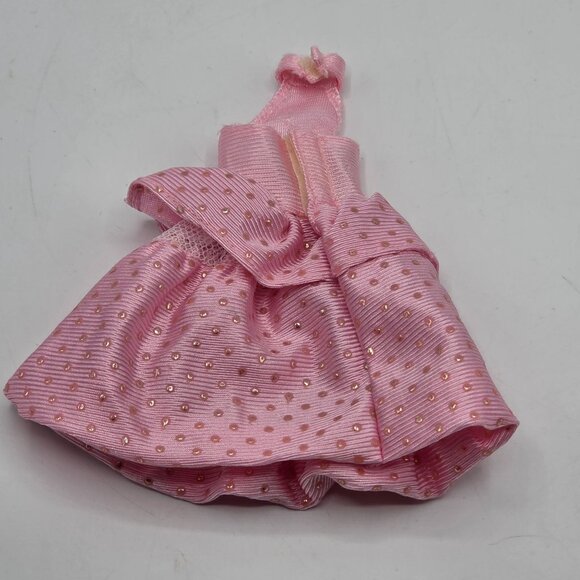 Vintage 1990s Fashion Doll Light Pink Satin Sleeveless Halter Fit & Flare Dress - Picture 4 of 5